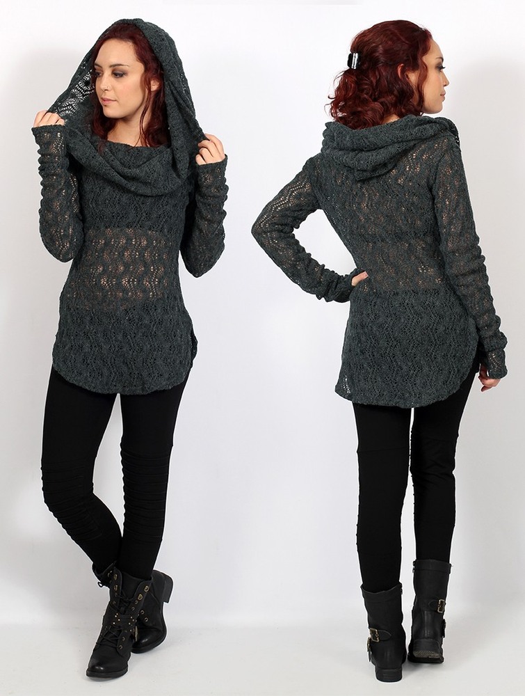 Toonzshop Hookäa Crochet Sweater Naisten Villapaita Harmaat | 0756YSLKJ