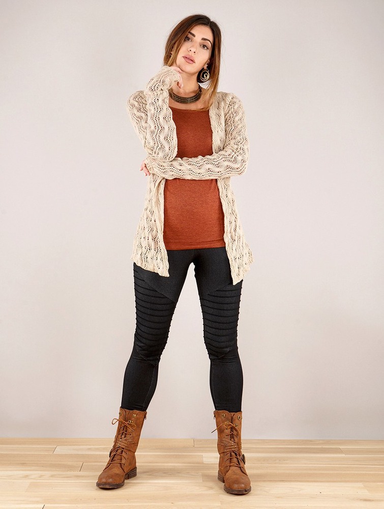 Toonzshop Idrïss Crochet Cardigan Naisten Neuletakki Beige | 4029NWASJ