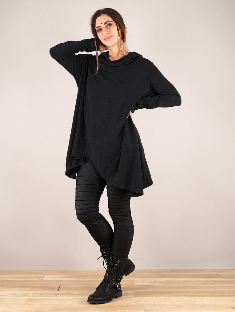 Toonzshop Inika Poncho Pullover Naisten Villapusero Mustat | 1085QPCXZ