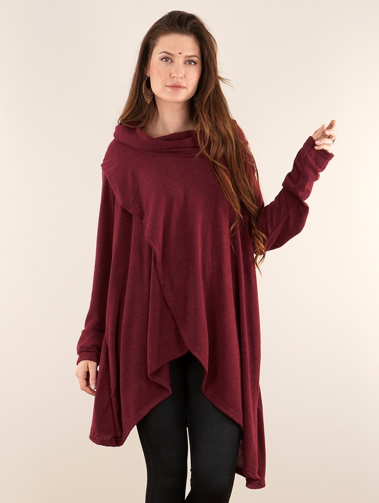 Toonzshop Inika Poncho Pullover Naisten Villapusero Wine | 4097UDZLW