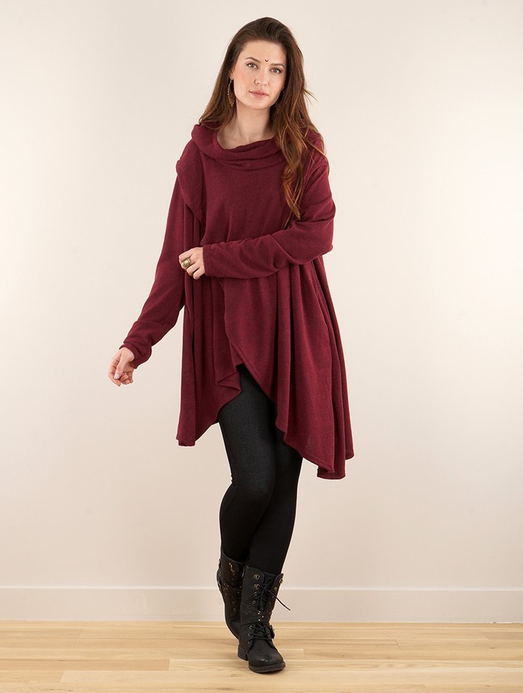 Toonzshop Inika Poncho Pullover Naisten Villapusero Wine | 4097UDZLW