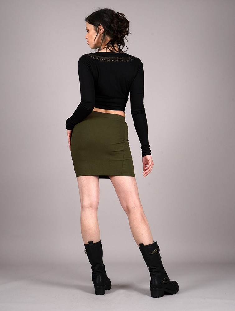 Toonzshop Irwaen Indie Long Sleeved Crop Top Naisten Topit Mustat | 7803SQVAI