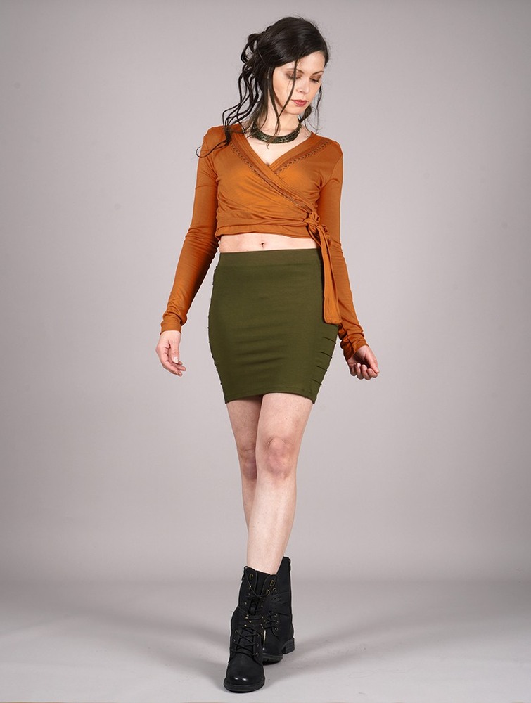 Toonzshop Irwaen Indie Long Sleeved Crop Top Naisten Topit Rusty | 2315KYVGM