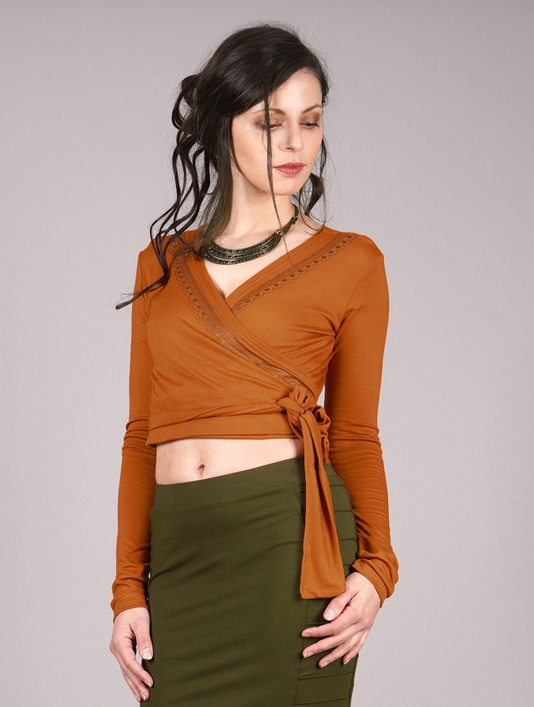 Toonzshop Irwaen Indie Long Sleeved Crop Top Naisten Topit Rusty | 2315KYVGM