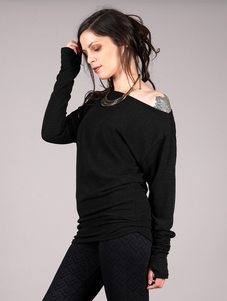 Toonzshop Kayäaz Batwing Sleeve Sweater Naisten Villapaita Mustat | 1245OIRBG