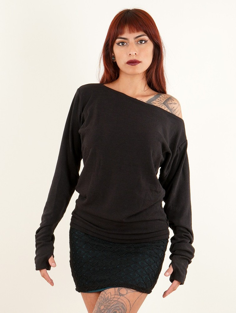 Toonzshop Kayäaz Batwing Sleeve Sweater Naisten Villapaita Mustat | 1245OIRBG