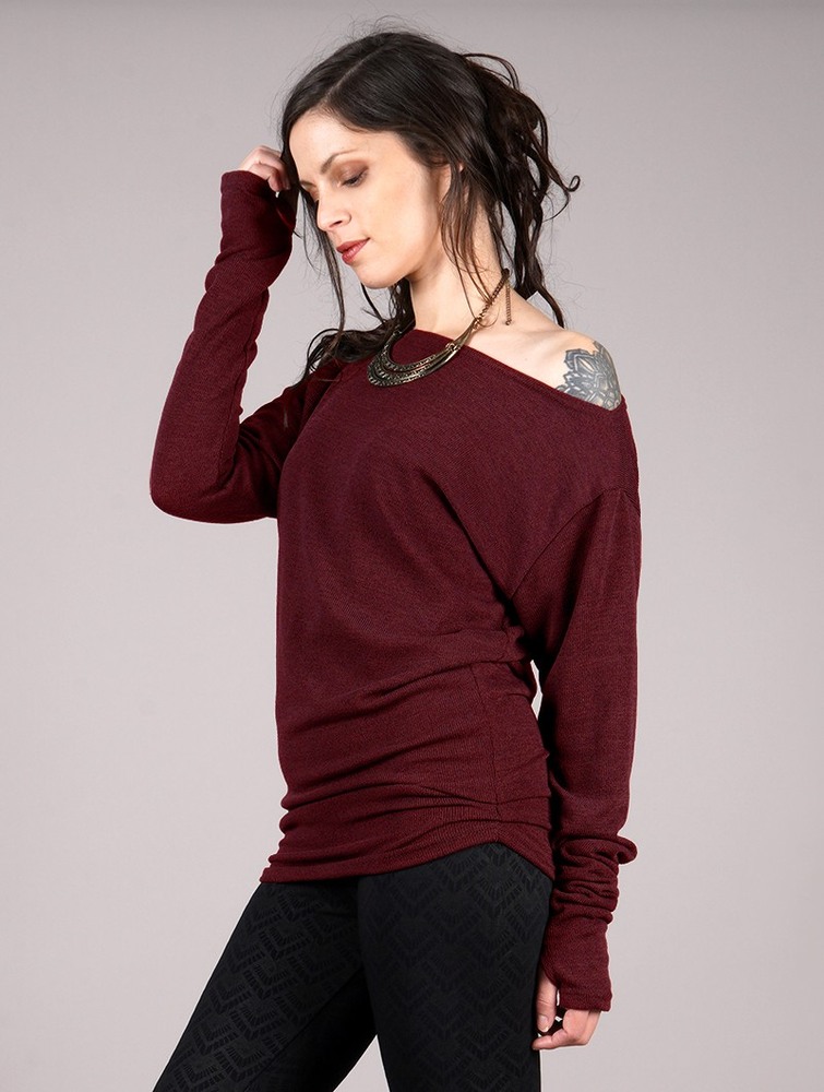 Toonzshop Kayäaz Batwing Sleeve Sweater Naisten Villapaita Wine | 6082RPGBQ