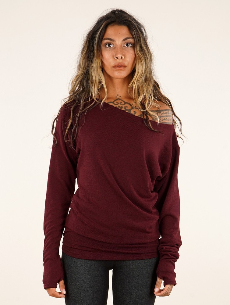 Toonzshop Kayäaz Batwing Sleeve Sweater Naisten Villapaita Wine | 6082RPGBQ