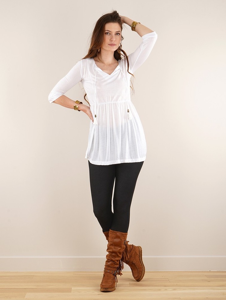 Toonzshop Kwindi 3/4 Sleeve Tunic Naisten Topit Valkoinen | 1638SZHJN