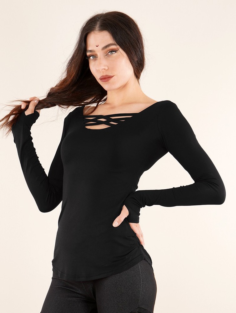 Toonzshop Layläa Long Sleeve Reversible Top Naisten Topit Mustat | 7581PEKQB