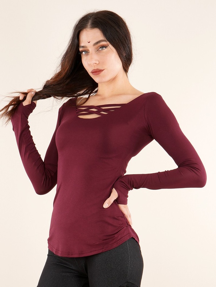 Toonzshop Layläa Long Sleeve Reversible Top Naisten Topit Wine | 0614ZPYRS