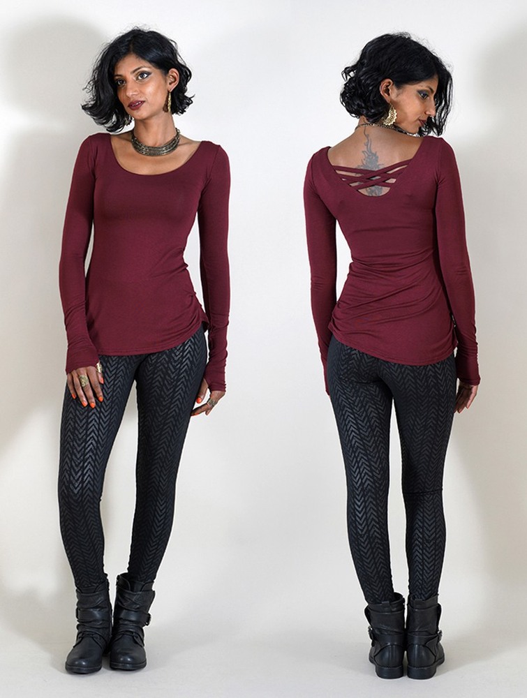 Toonzshop Layläa Long Sleeve Reversible Top Naisten Topit Wine | 0614ZPYRS