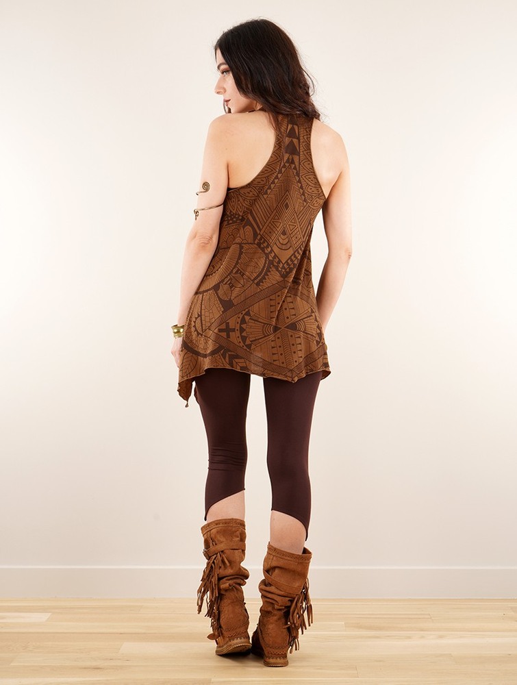 Toonzshop Luinil Africa Printed Flared Tank Tunic Naisten Topit Caramel | 3672FDYLZ