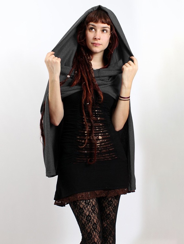 Toonzshop Magik Hooded Cape Naisten Ponchot Tummanharmaat | 6984IRZOY