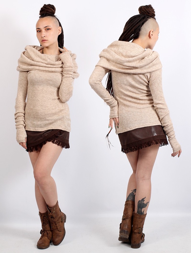 Toonzshop Mantra Big Collar Sweater Naisten Villapaita Beige | 8439NDRTI