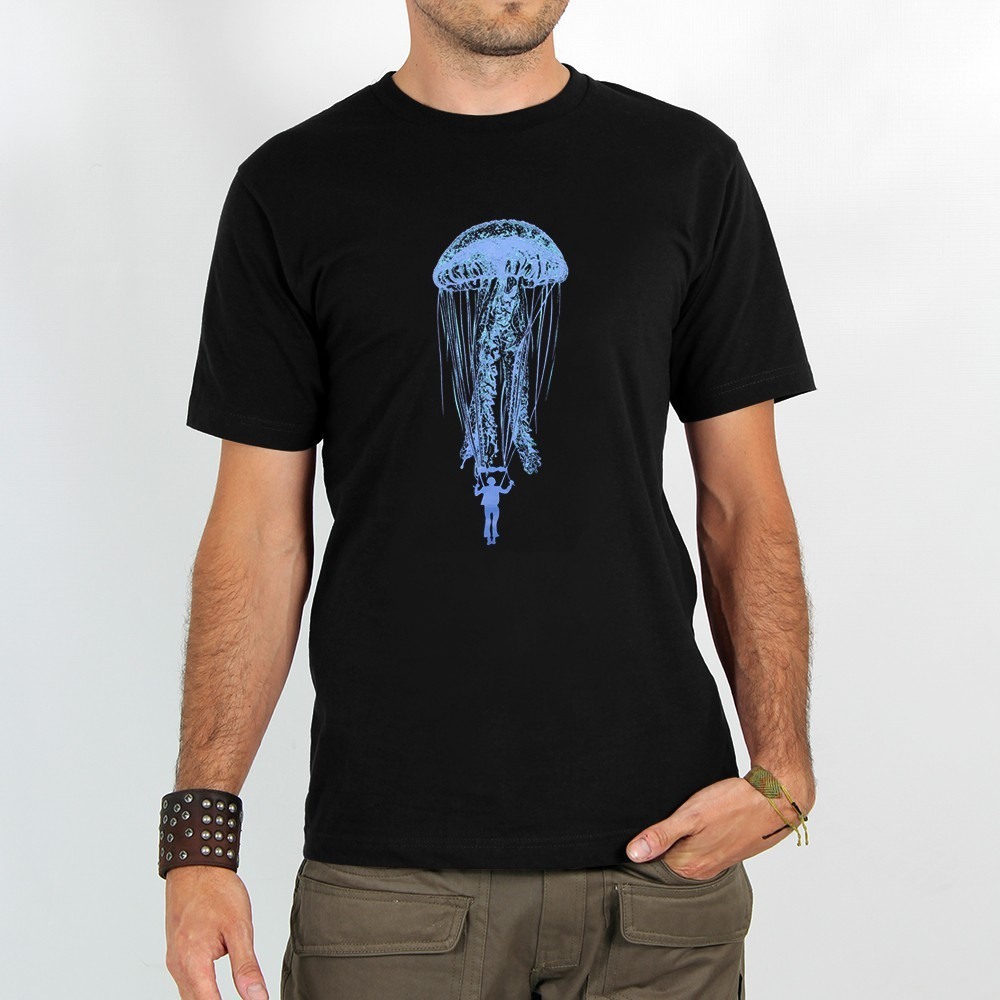 Toonzshop Medusa Parachute Printed Short Sleeve T-shirt Miesten T-Paita Mustat | 0298KYDWJ