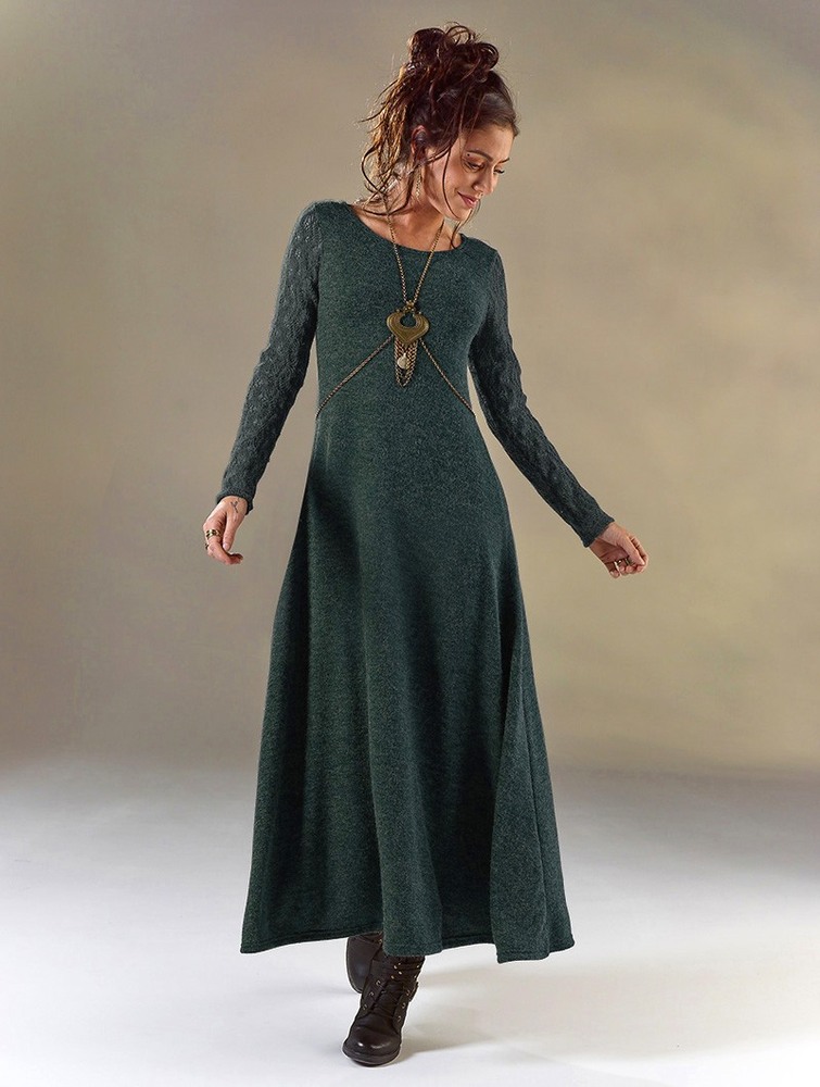 Toonzshop Melisandre Crochet Long Sleeve Long Sweater Dress Naisten Mekko Sininen | 1396EOBTQ