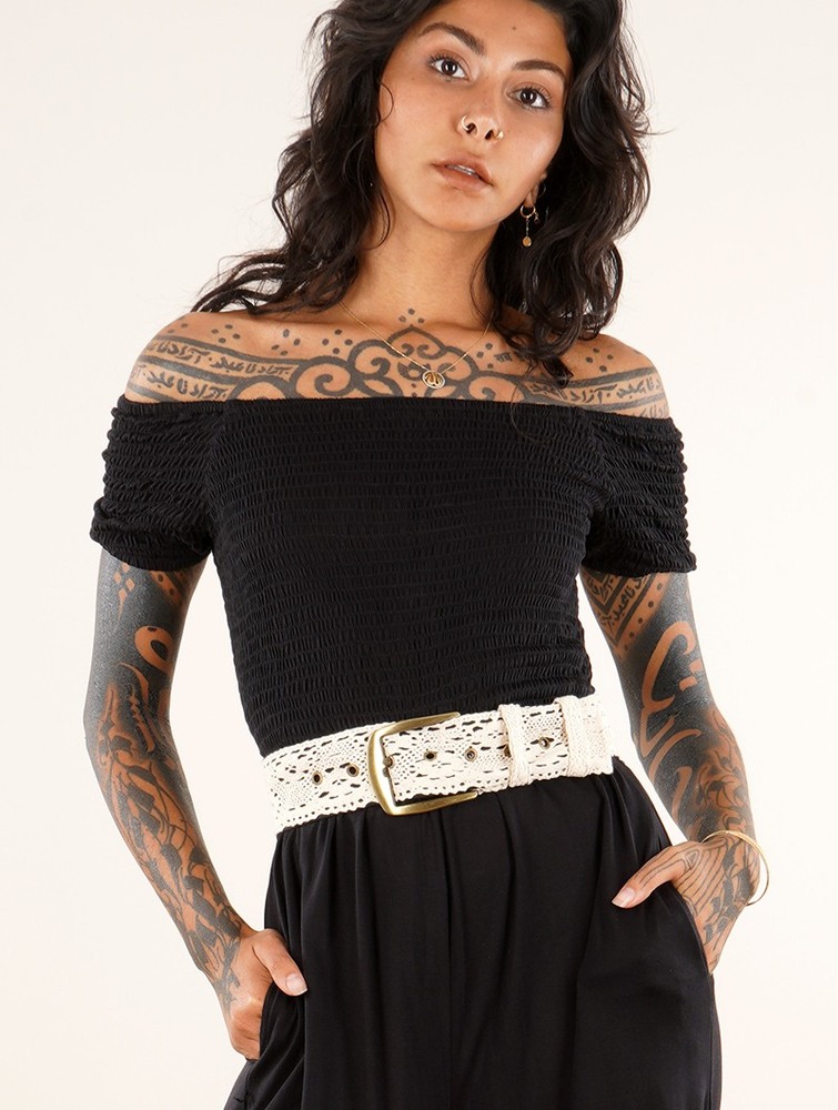 Toonzshop Nelya Crochet Knit Waist Belt Naisten Vyö Beige | 0421IXVAF