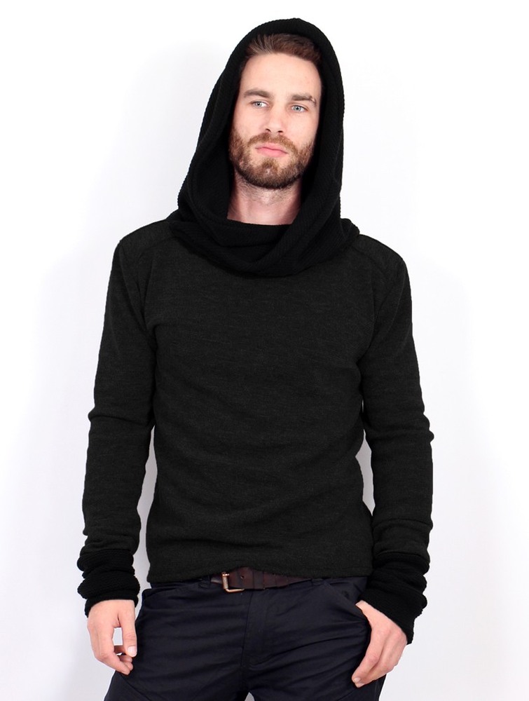 Toonzshop Nemöo Big Collar Hooded Sweater Miesten Villapaita Mustat | 1325RAVUW