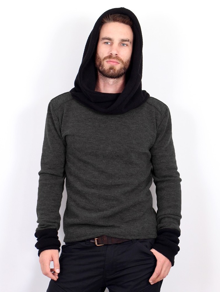 Toonzshop Nemöo Big Collar Hooded Sweater Miesten Villapaita Tummanharmaat | 7863RHLIW