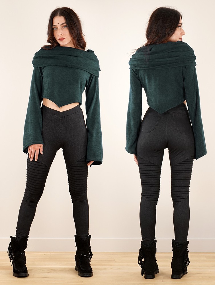 Toonzshop Obsidian Flared Sleeve Crop Sweater Naisten Villapaita Tummansininen | 7420RHDVW