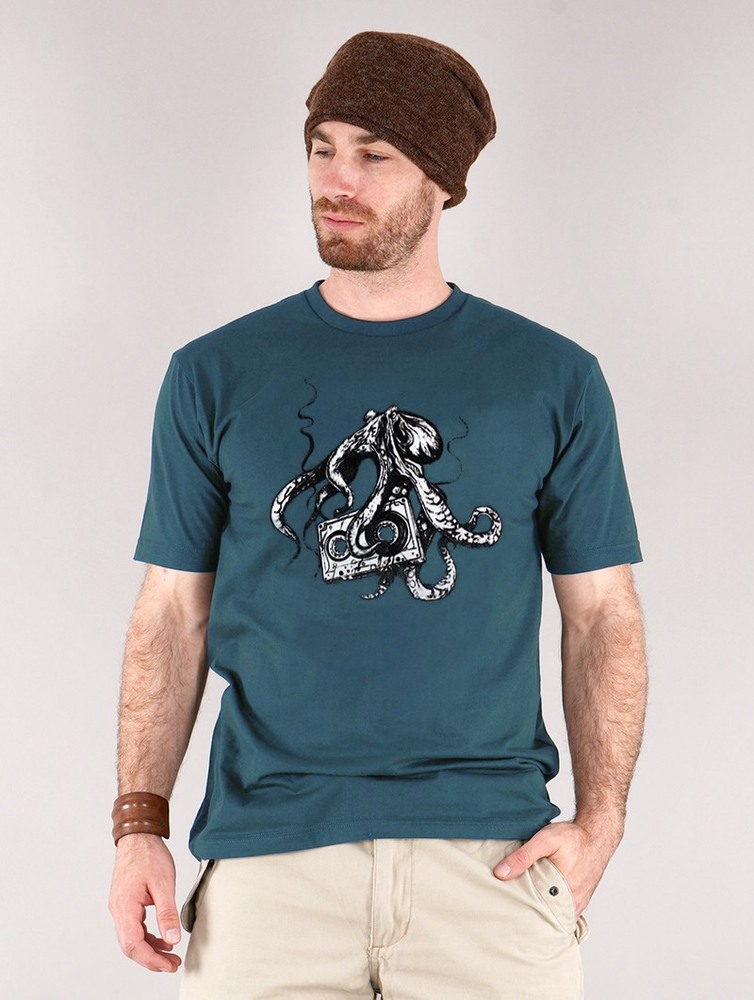 Toonzshop Octopus K7 Printed Short Sleeve T-shirt Miesten T-Paita Tummansininen | 4168MKFBY