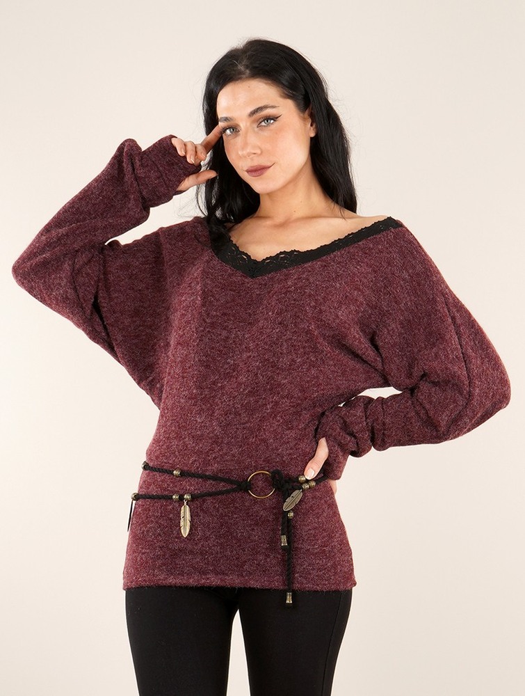 Toonzshop Physälis 2in1 Roll-up Sweater Naisten Villapaita Wine | 4067CIYSE