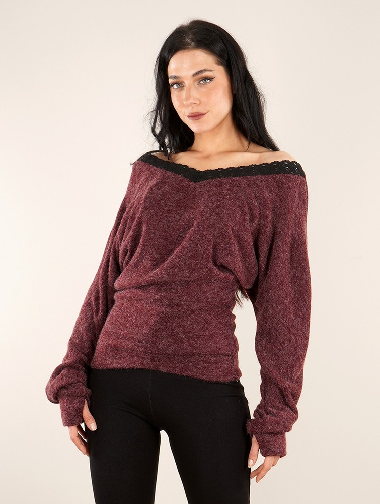 Toonzshop Physälis 2in1 Roll-up Sweater Naisten Villapaita Wine | 4067CIYSE