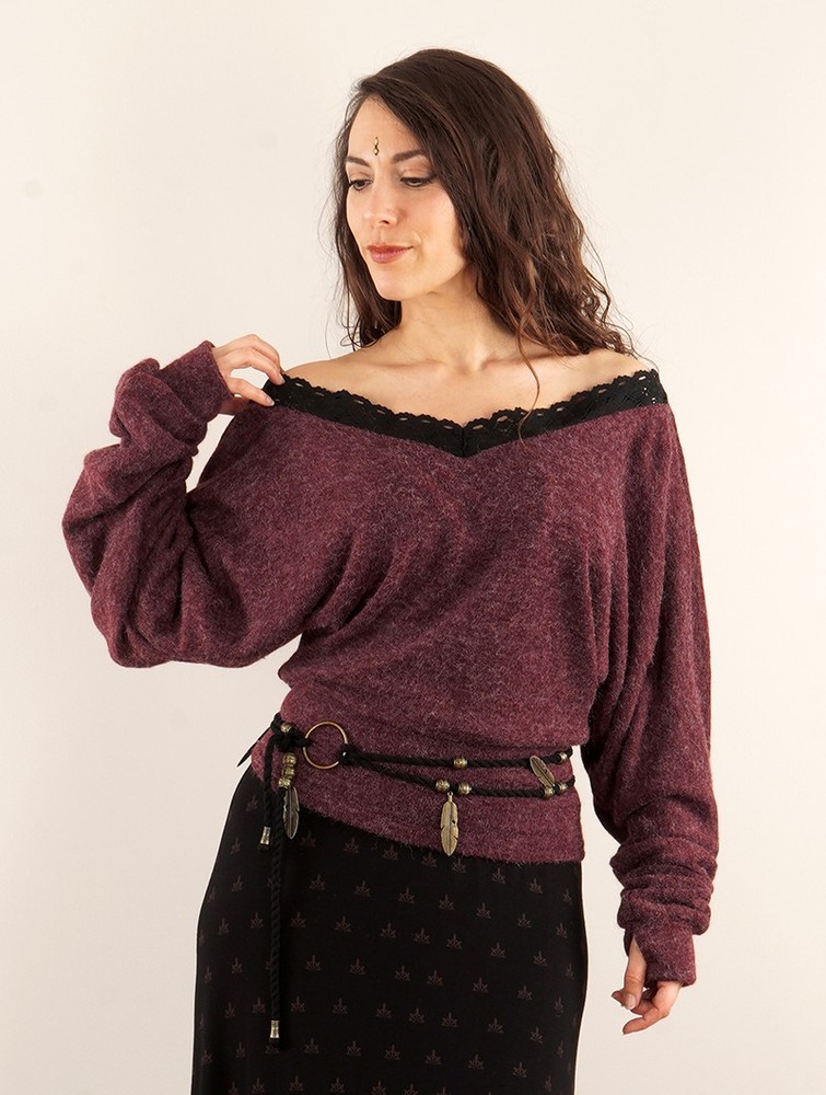 Toonzshop Physälis 2in1 Roll-up Sweater Naisten Villapaita Wine | 4067CIYSE