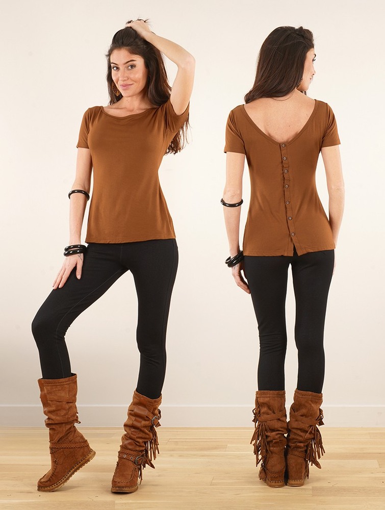 Toonzshop Rakshasa Buttoned Top Naisten Topit Caramel | 2841XGQUN