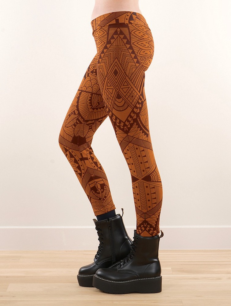 Toonzshop Rinji Africa Printed ¾ Leggings Naisten Leggings Rusty | 8064JHSVZ