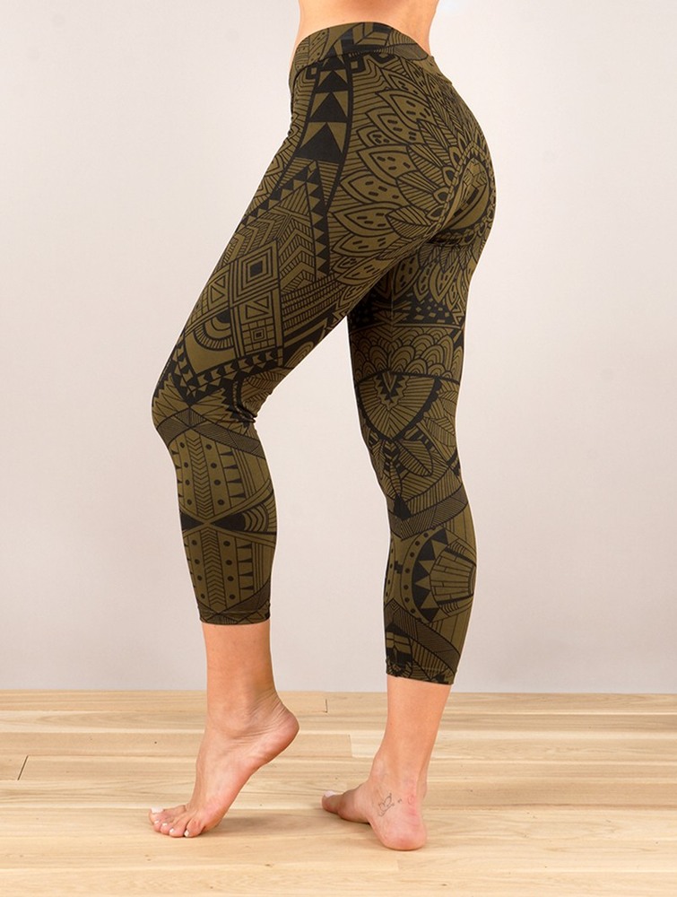 Toonzshop Rinji Africa Printed ¾ Leggings Naisten Leggings Vihreä | 9873NIRMH