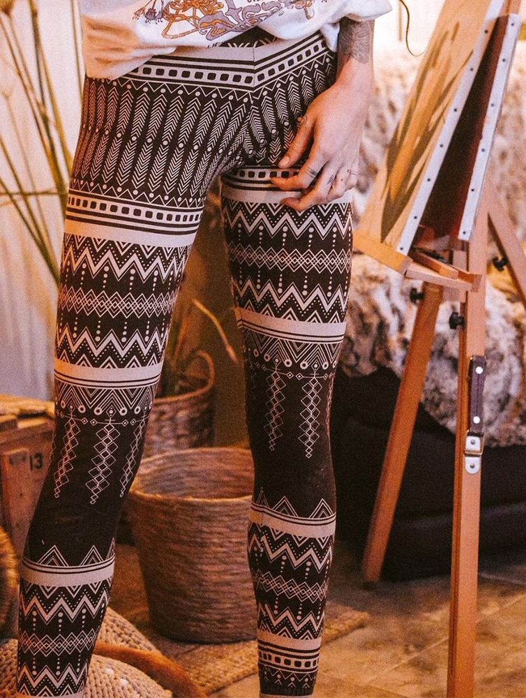 Toonzshop Rinji Aztec Printed Long Leggings Naisten Leggings Tummanruskea | 0781HBAYU