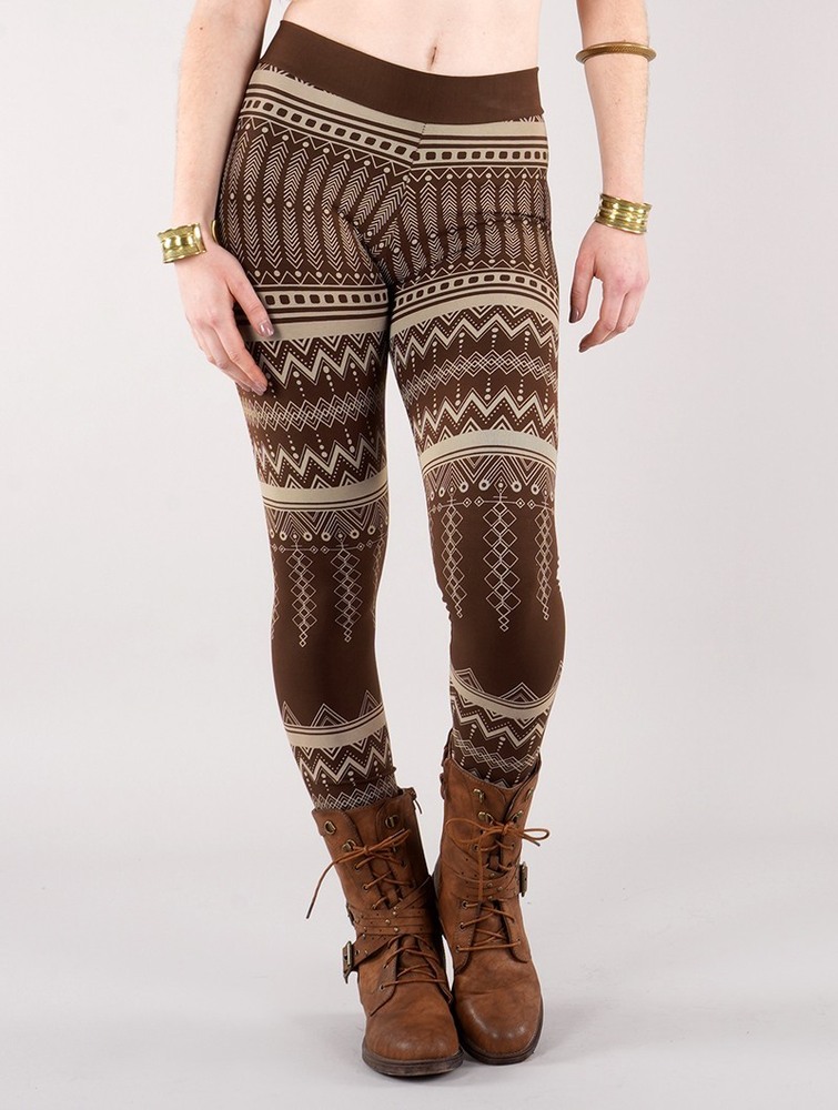 Toonzshop Rinji Aztec Printed Long Leggings Naisten Leggings Tummanruskea | 0781HBAYU