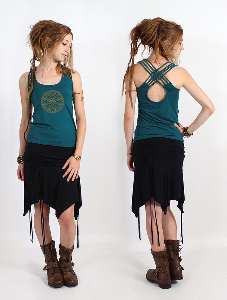 Toonzshop Sacred Geometry Tank Top Naisten Hihaton Paita Teal | 7402VKCDA