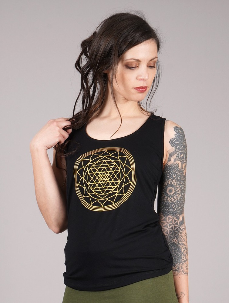 Toonzshop Sacred Geometry Top Naisten Topit Mustat | 1264HZAOC