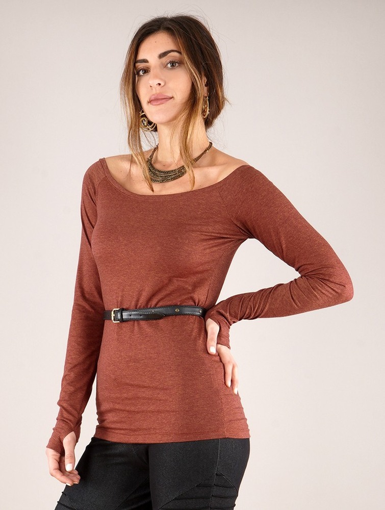 Toonzshop Saädiya Long Sleeve Top Naisten Topit Mottled sienna | 0985JXBSY