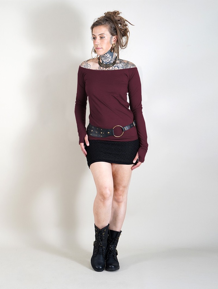 Toonzshop Saädiya Long Sleeve Top Naisten Topit Wine | 9781IZGBQ