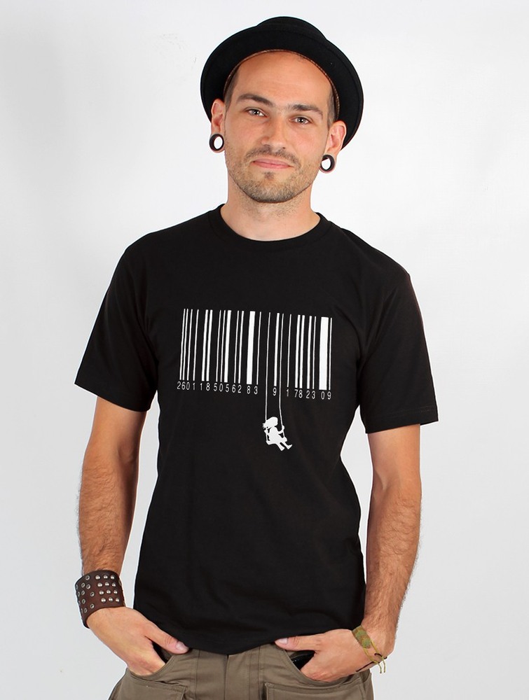 Toonzshop Swing Barcode Printed Short Sleeve T-shirt Miesten T-Paita Mustat | 9520HQWXC