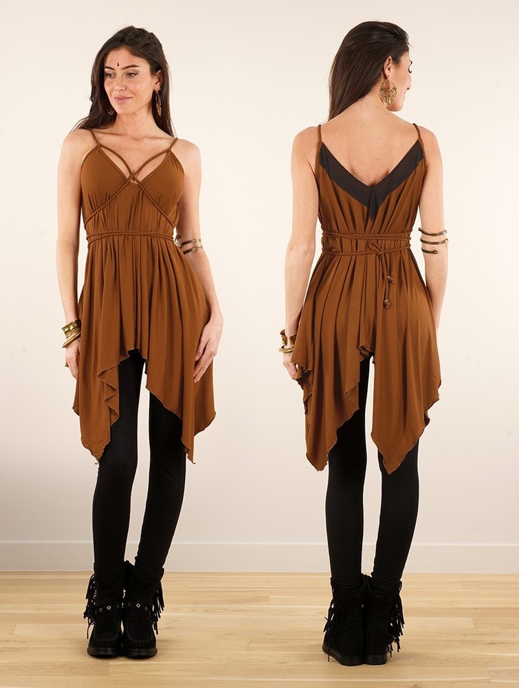 Toonzshop Topäaz Loose And Reversible Strappy Tunic Naisten Topit Caramel | 6712QPHCM