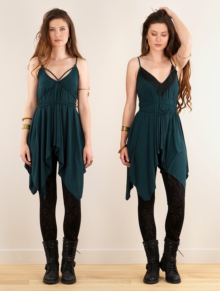 Toonzshop Topäaz Loose And Reversible Strappy Tunic Naisten Topit Teal | 0973ATBKF