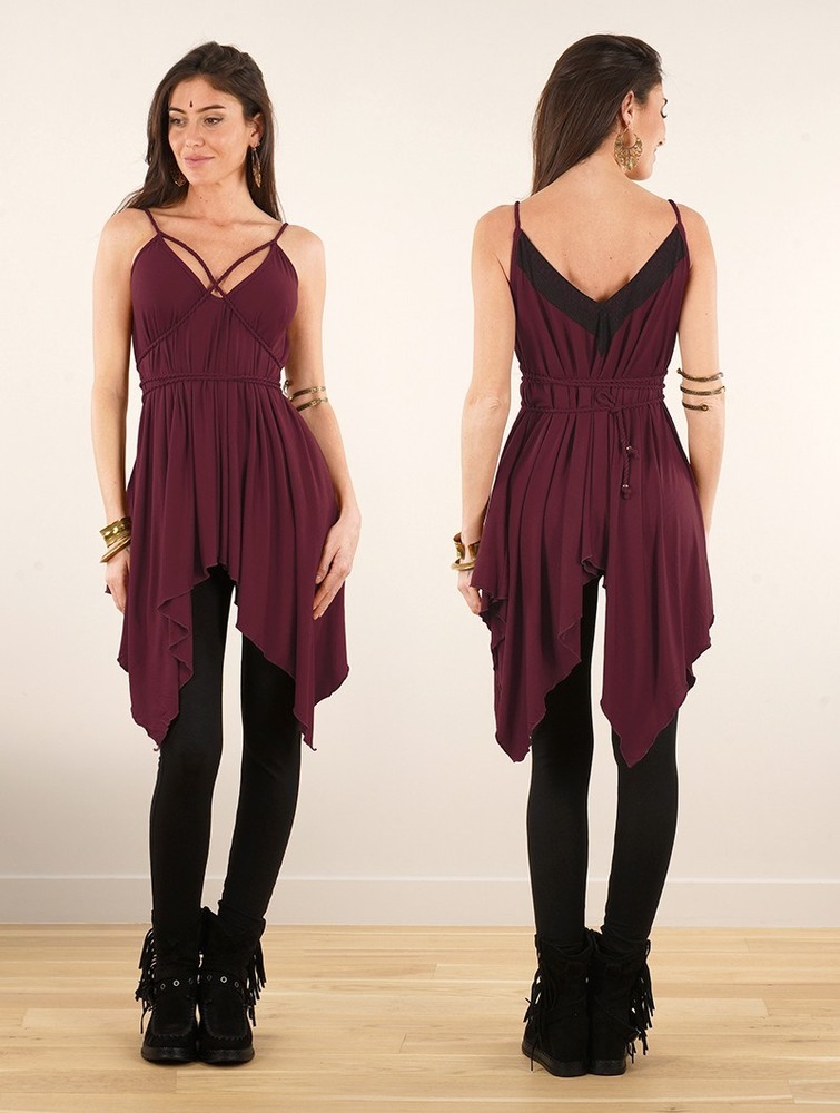 Toonzshop Topäaz Loose And Reversible Strappy Tunic Naisten Topit Wine | 6530XNSJF