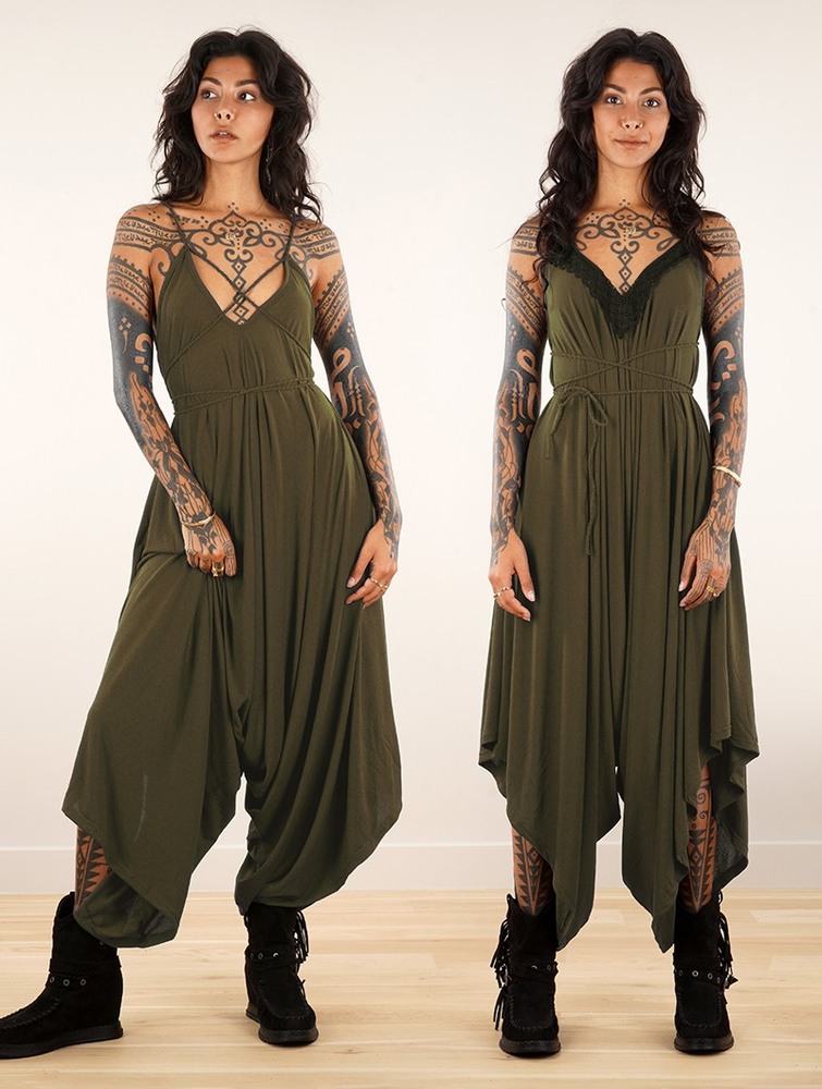 Toonzshop Topäaz Loose And Reversible Strappy Jumpsuit Naisten Jumpsuit Khaki | 3579DJBMA