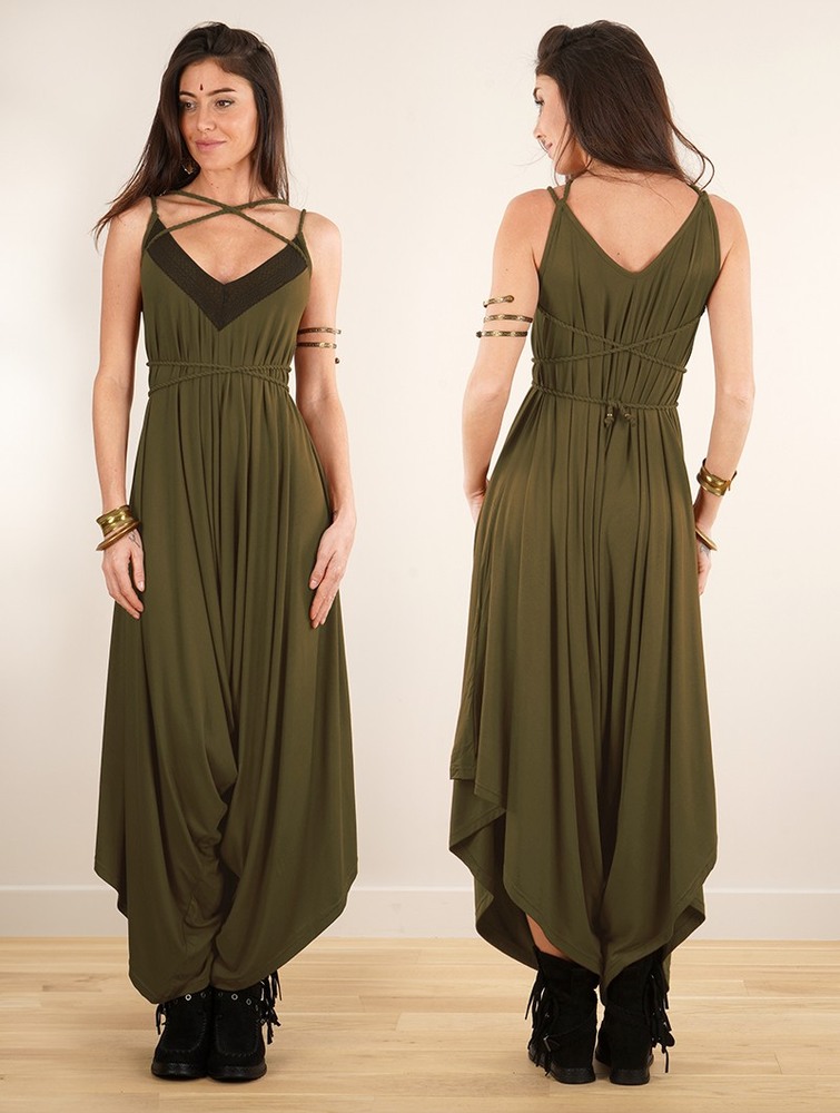 Toonzshop Topäaz Loose And Reversible Strappy Jumpsuit Naisten Jumpsuit Khaki | 3579DJBMA