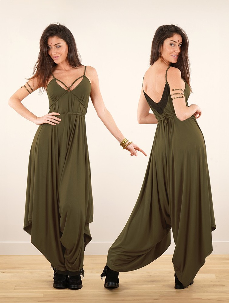 Toonzshop Topäaz Loose And Reversible Strappy Jumpsuit Naisten Jumpsuit Khaki | 3579DJBMA