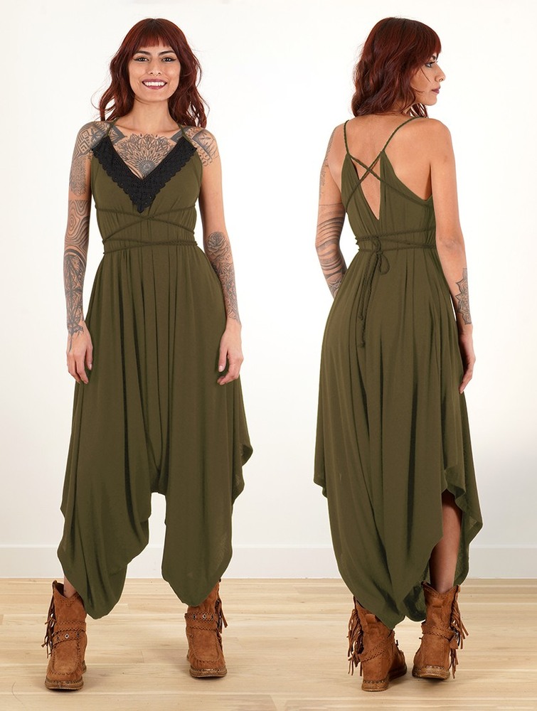 Toonzshop Topäaz Loose And Reversible Strappy Jumpsuit Naisten Jumpsuit Khaki | 3579DJBMA