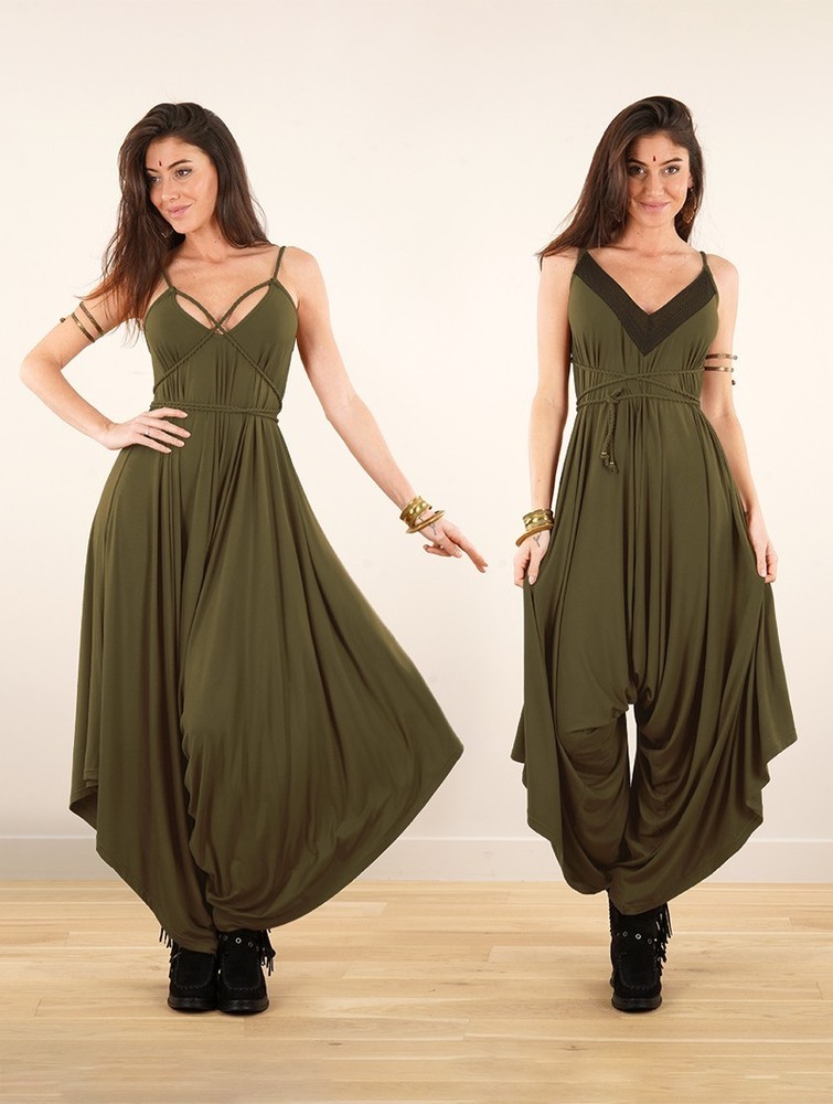 Toonzshop Topäaz Loose And Reversible Strappy Jumpsuit Naisten Jumpsuit Khaki | 3579DJBMA