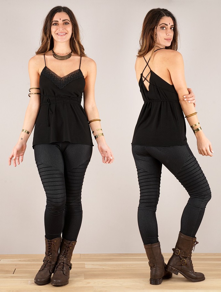 Toonzshop Topäaz Loose And Reversible Strappy Top Naisten Topit Mustat | 1389JYKQV