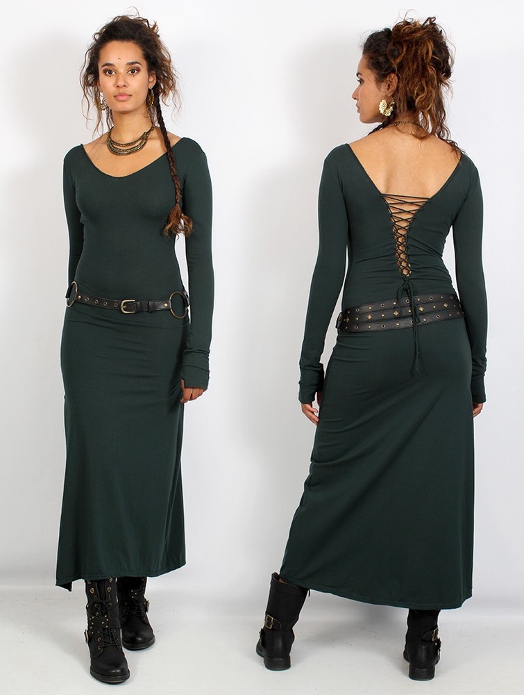 Toonzshop Valkyrie Lace-up Split Long Dress Naisten Mekko Sinivihreä | 6890VXARE