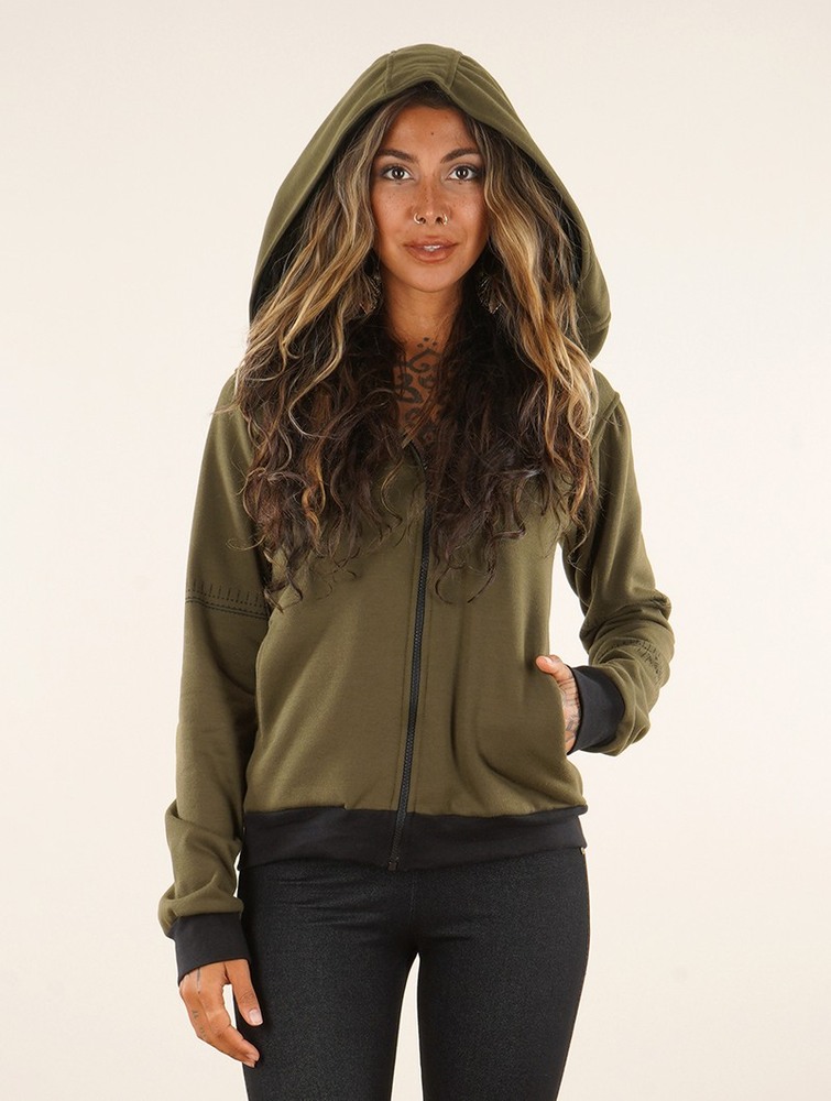 Toonzshop Vidar Zohraa Zipped Hoodie Naisten Huppari Khaki | 2061GVXPS